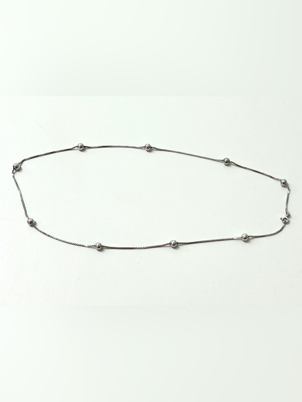 Vintage Sterling Silver Beaded Box Chain Necklace - Picture 5 of 16
